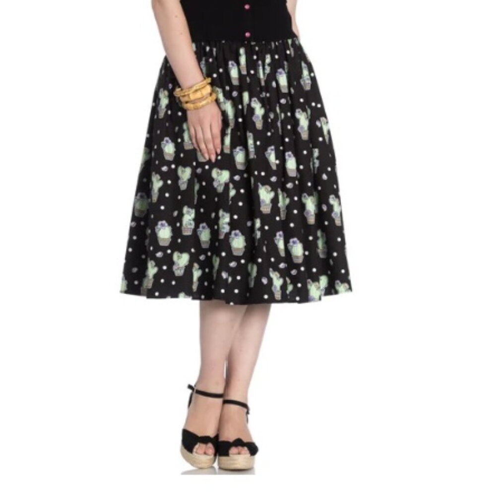 NWOT Hell Bunny Cactus Polka Dot 50s Style Skirt (With Pockets!)